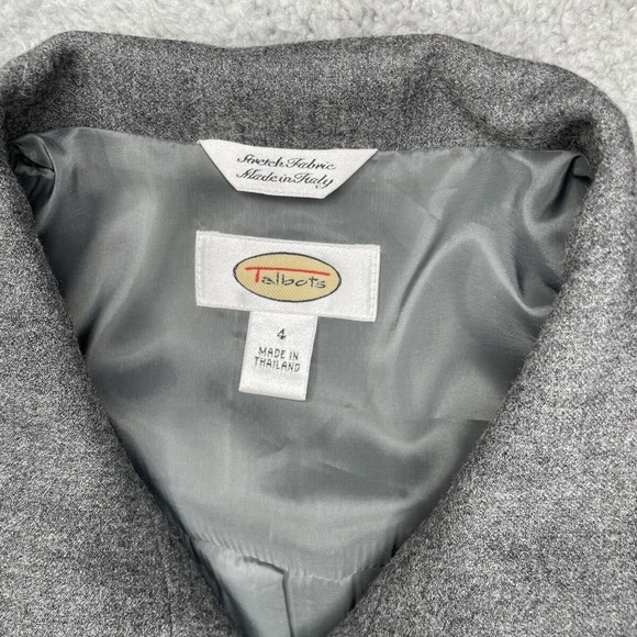 Talbots Wool Blazer Womens 4 Gray Jacket Full Zip Career Preppy Made In Italy - Picture 2 of 14